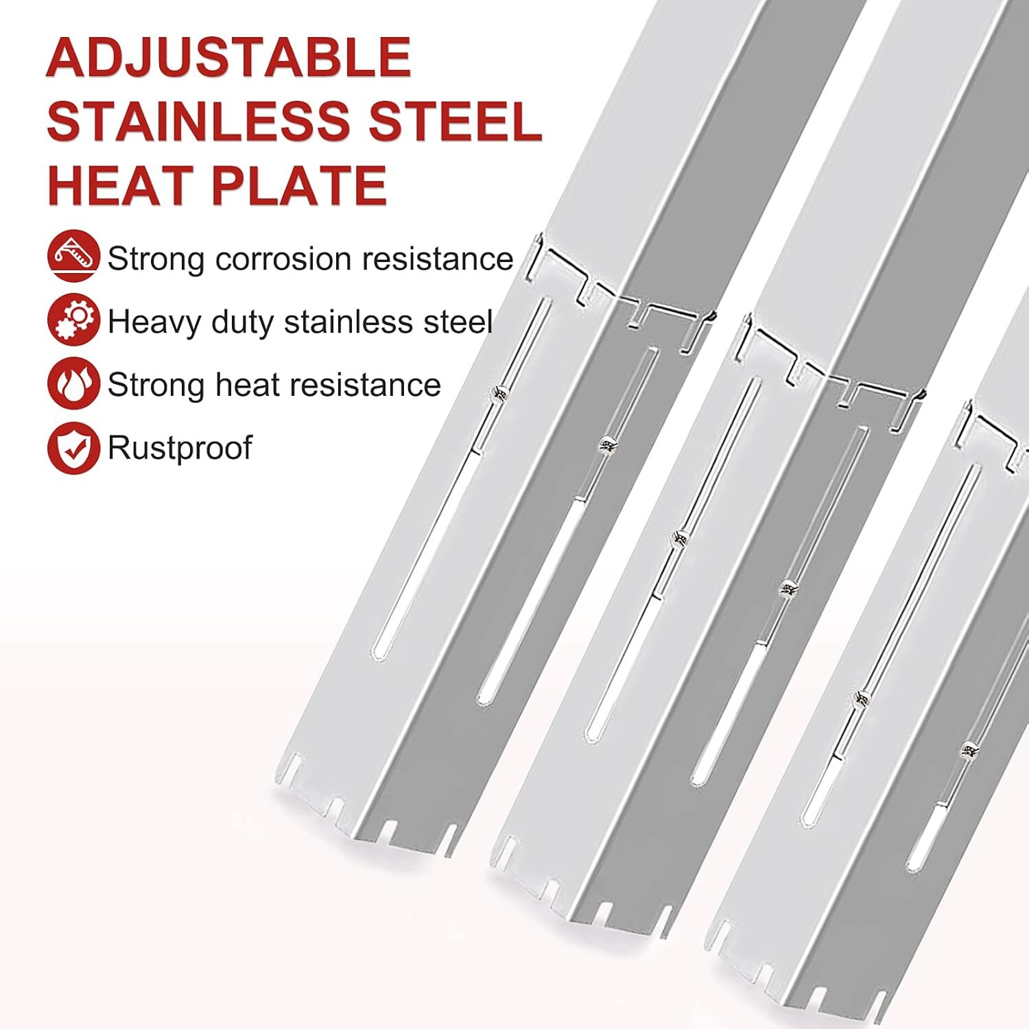 3-Pack Universal Grill Heat Plates Adjustable BBQ Replacement Part for Gas Grill