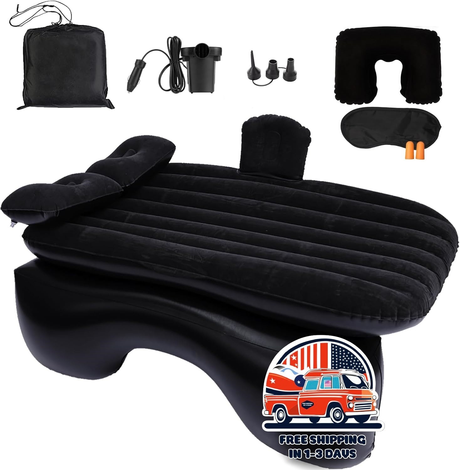 Colchón hinchable para dormir en coche, camping o para adultos, color negro NEW