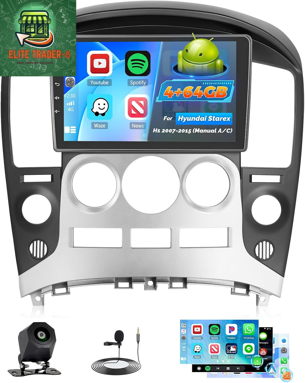 [DSP & EQ] 4+64G Car Radio for Hyundai Starex/H1 2007-2015 Manual A/C  9 Inch