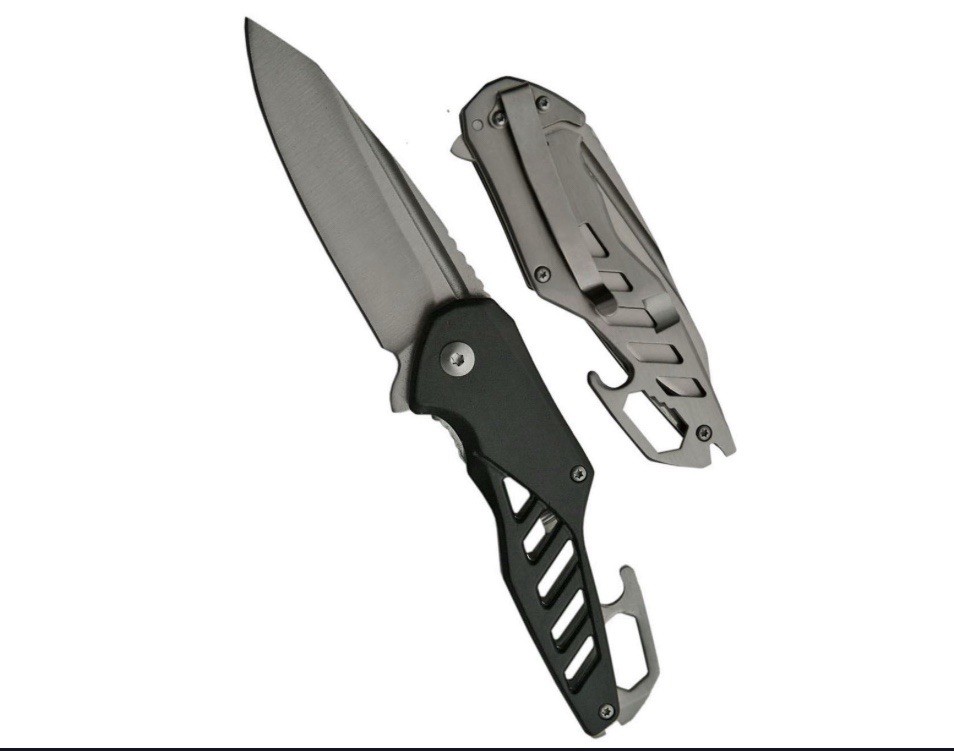SPRING ASSIST FOLDING KNIFE 3" Blade Black EDC Tactical Utility   Bottle Opener