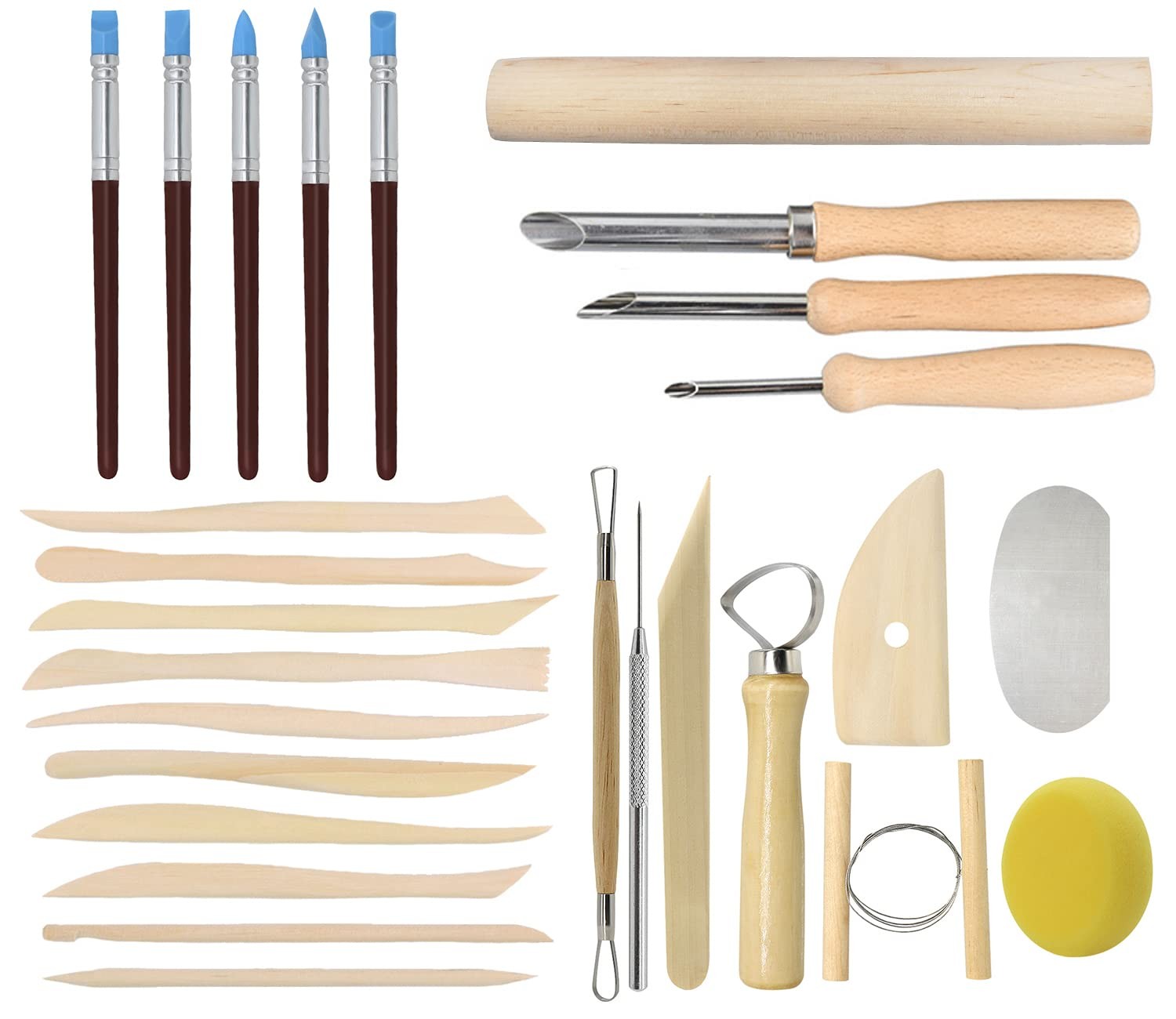 Ceramic Clay Sculpting Tools Set with Plastic Case, for Beginners Expert Crafts