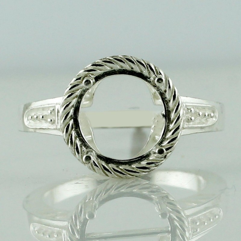 925 Sterling Silver 9mm Round Semi Mount Solitaire Ring For Wedding Ring