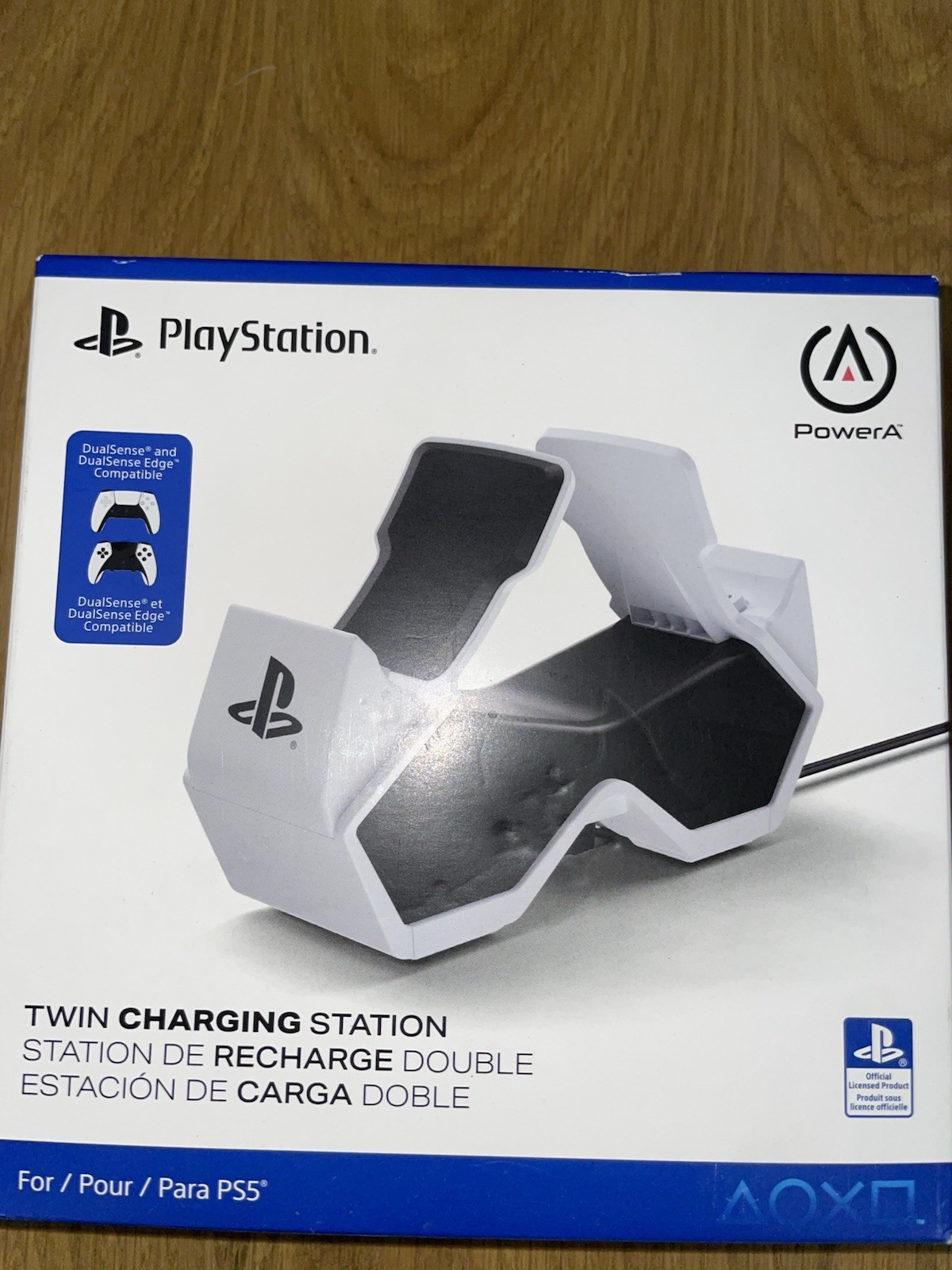 PowerA Twin Charging Station for PS5 DualSense & Edge Controllers, White/Black