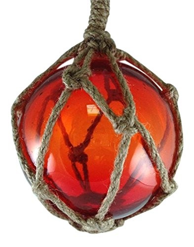Red Japanese Glass Fishing Floats Fish Net Buoys Tiki Decor,Floats & Bobbers, 5"