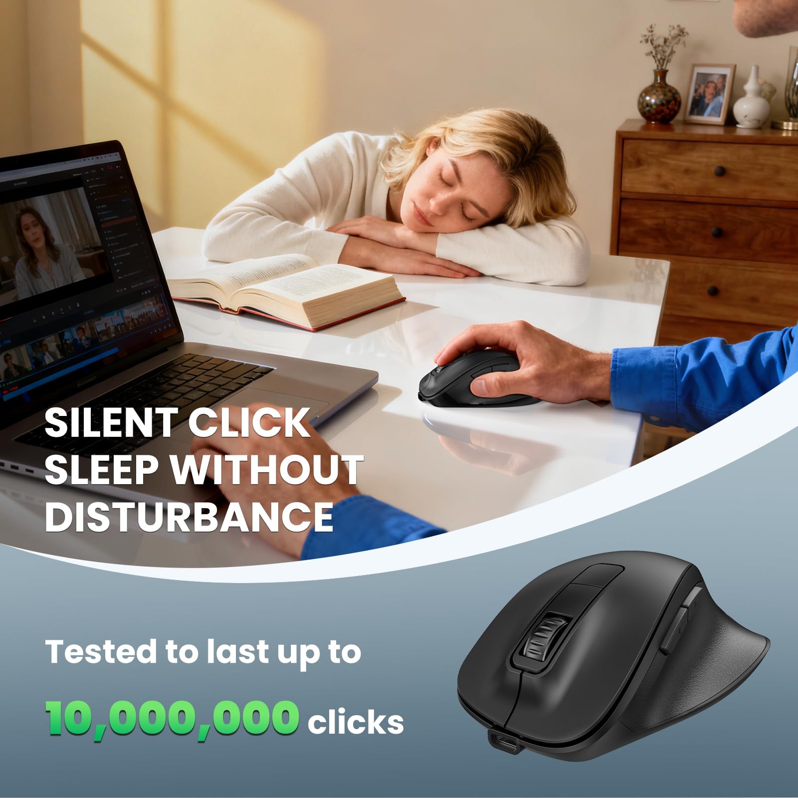 TECKNET Wireless Mouse, Bluetooth Mouse (BT5.0/3.0 & 2.4G) Rechargeable 4800 ...