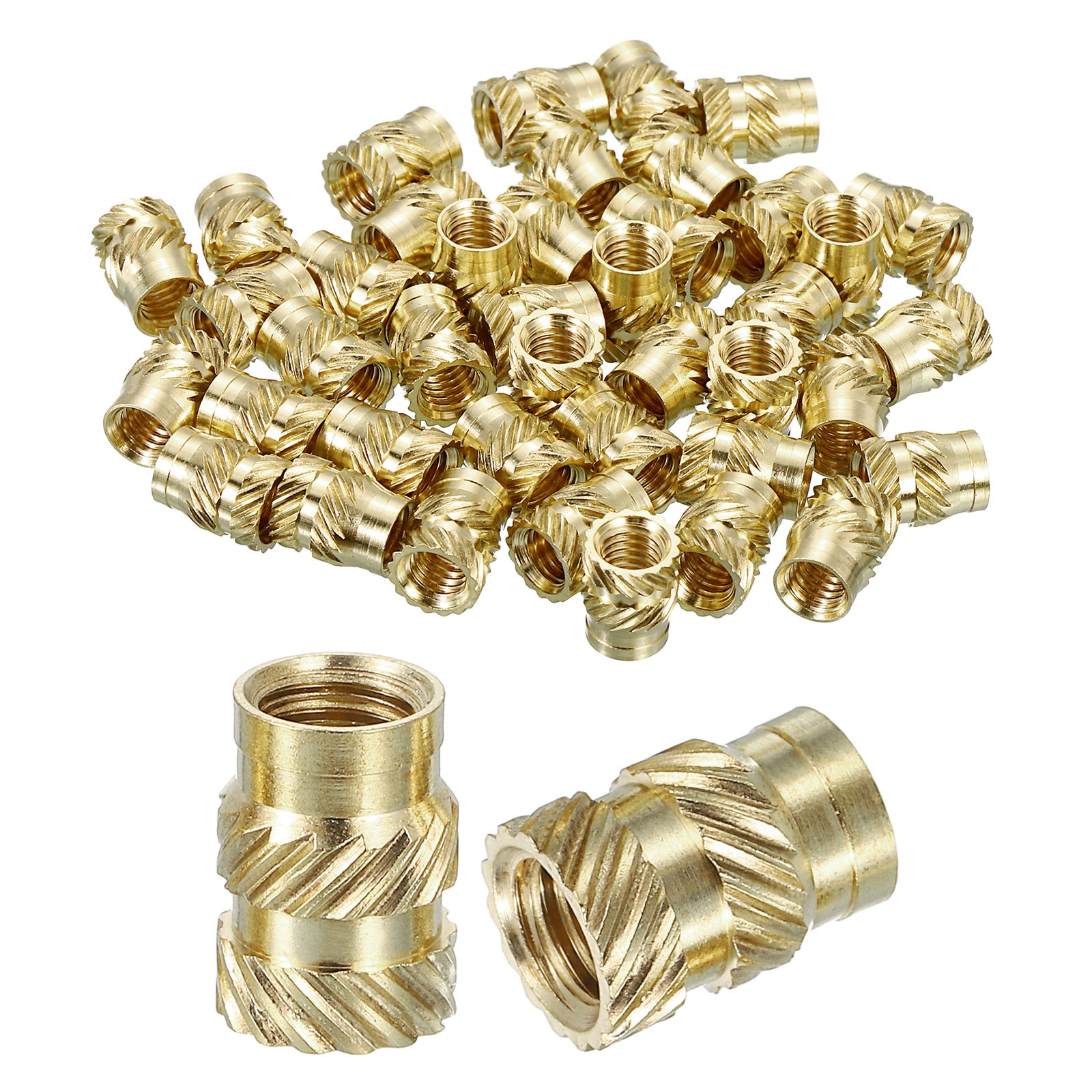50pcs Knurled Insert Nuts M5 x 10mm L x 7mm OD Brass Heat Set Insert Nuts