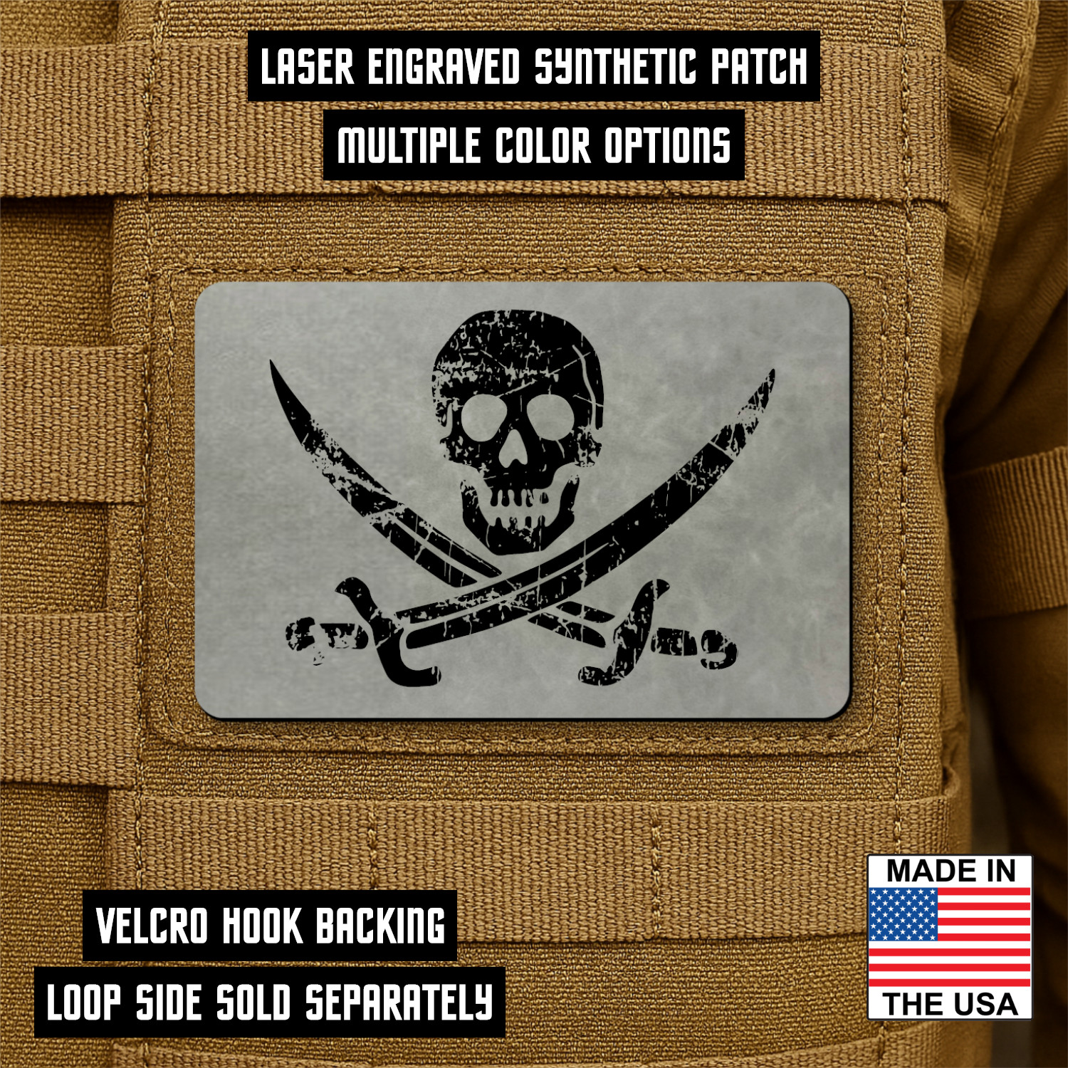 Jolly Roger Pirate Flag Morale Patch | Made in USA | Multiple Color Options