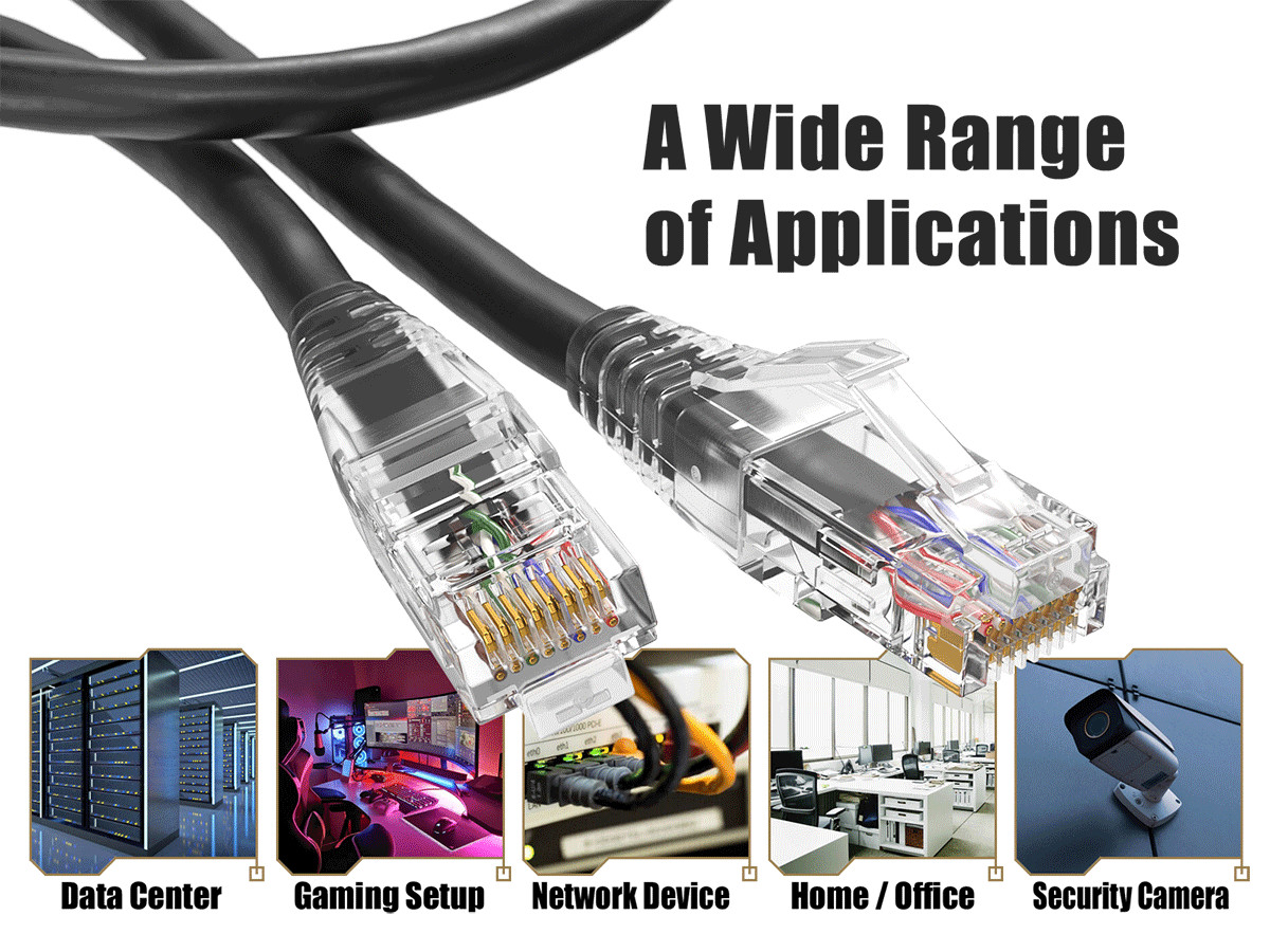 0.5ft Cat6 Ethernet Patch Cable with Clear Boot, UTP, Pure Bare Copper, Black
