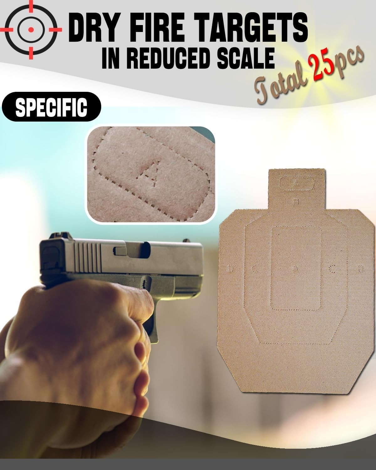 5 Set 25 Pcs , Cardboard Targets for Shooting Silhouette Simulation Style, Co...