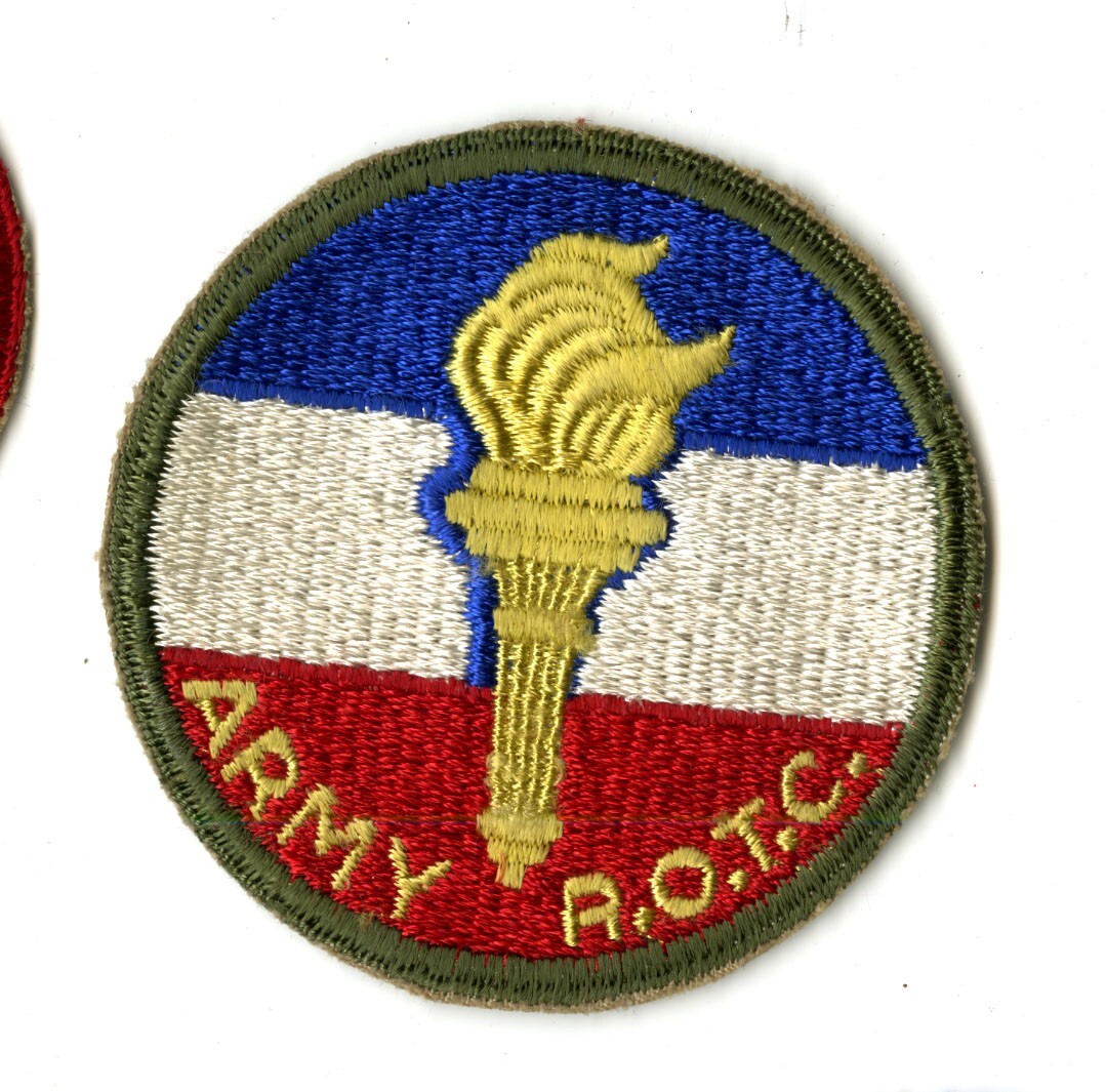 US Army ROTC OD Border White Back Patch Cut Edge Vintage