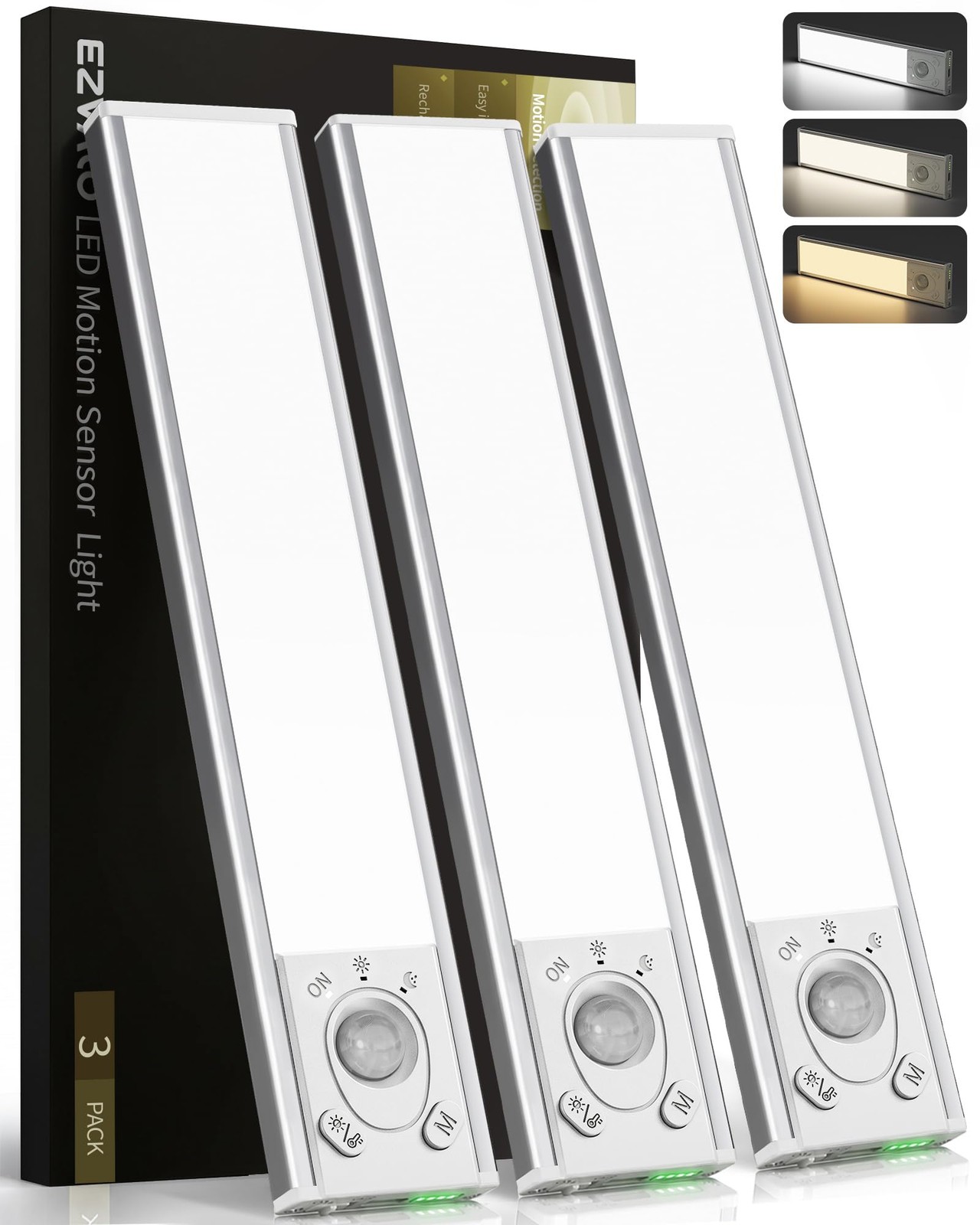 EZVALO Under Cabinet Lighting Wireless, 8'' 1800mAh Rechargeable Closet Light...