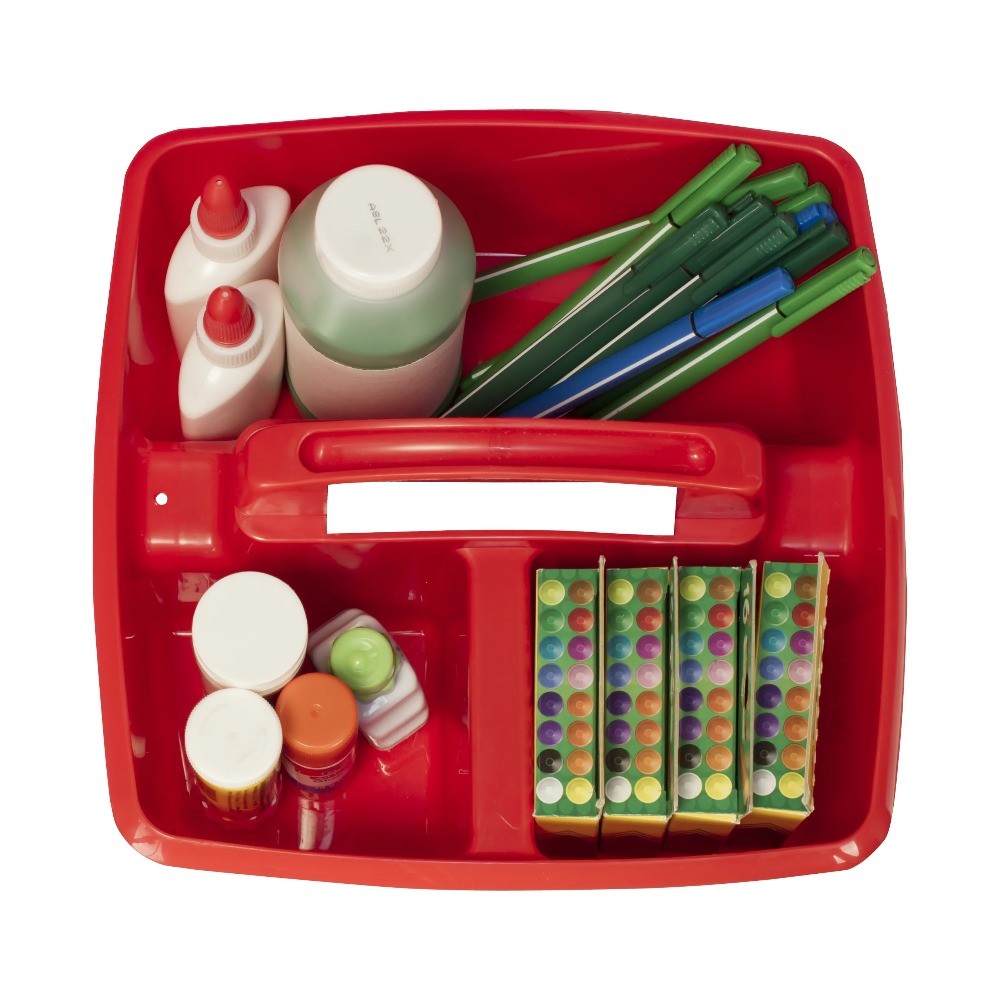 Storex Plastic Desktop Organizer Caddy with Handle, Assorted, Set of 5