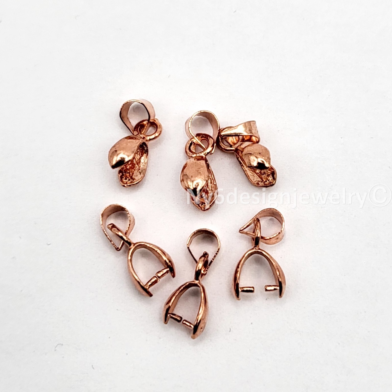 Rose Gold 5x14mm Brass Metal Connectors Bail Beads Pinch Clasp Clips Pendant