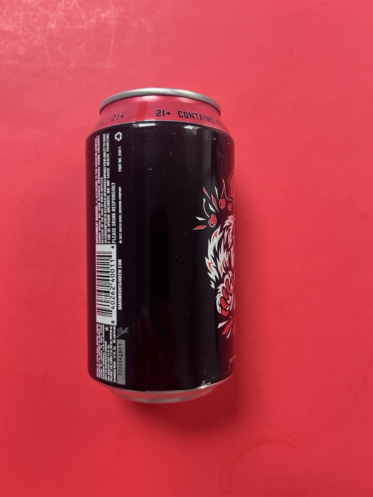 Mountain Dew HARD Black Cherry Zero Sugar Empty Bottom Opened 12oz Can