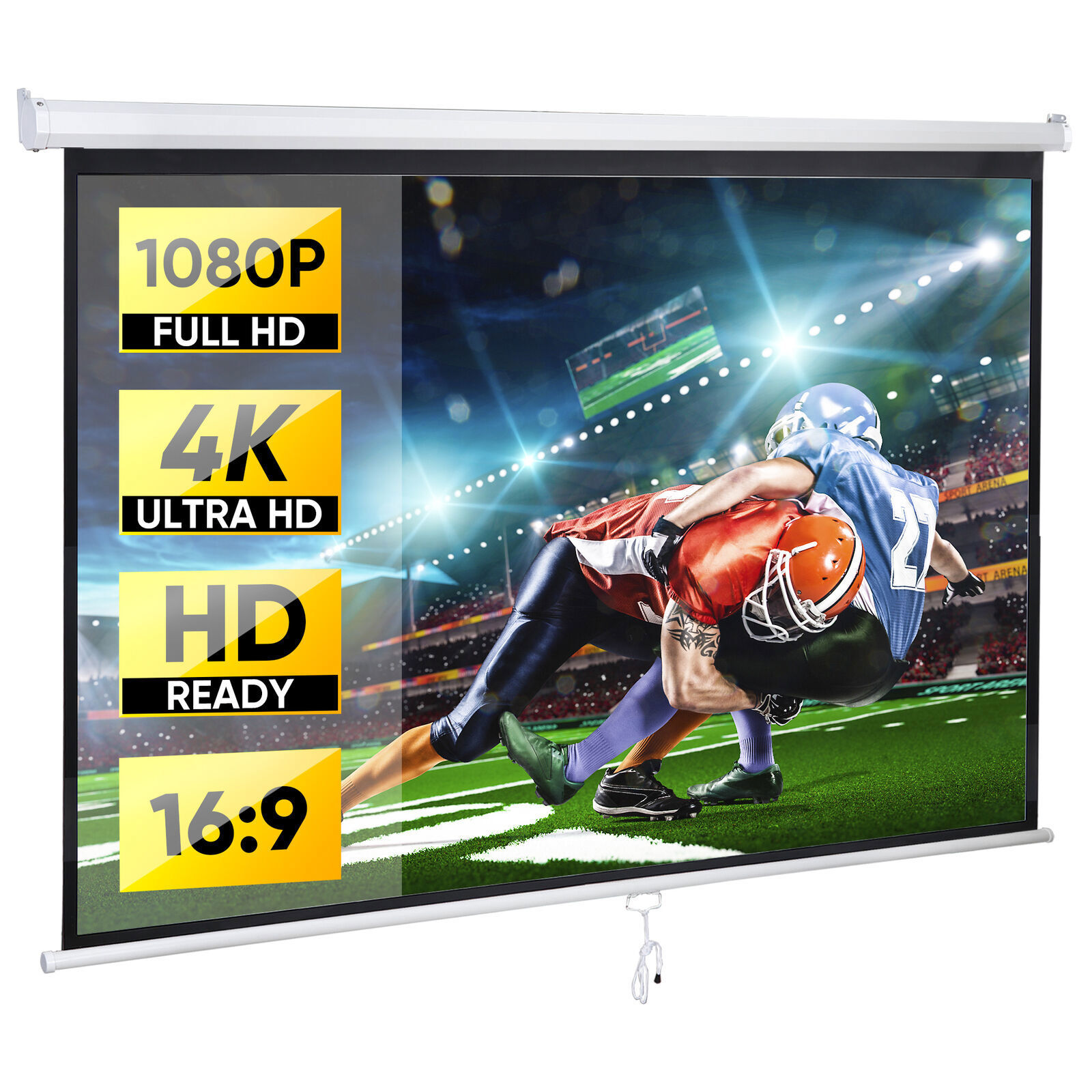 80" Manual Pull Down Projector Screen Wall & Ceiling Mounted Projector Screen