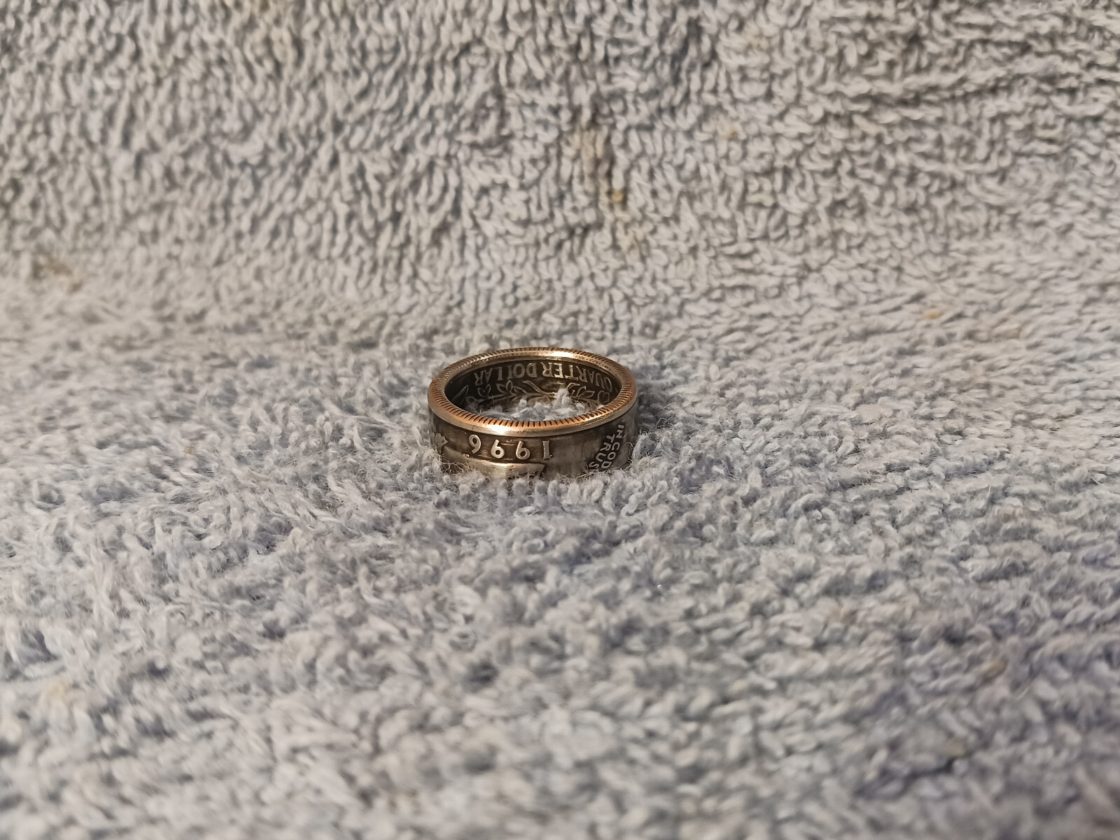 1996 Washington Quarters, coin ring, size 6 (clad)