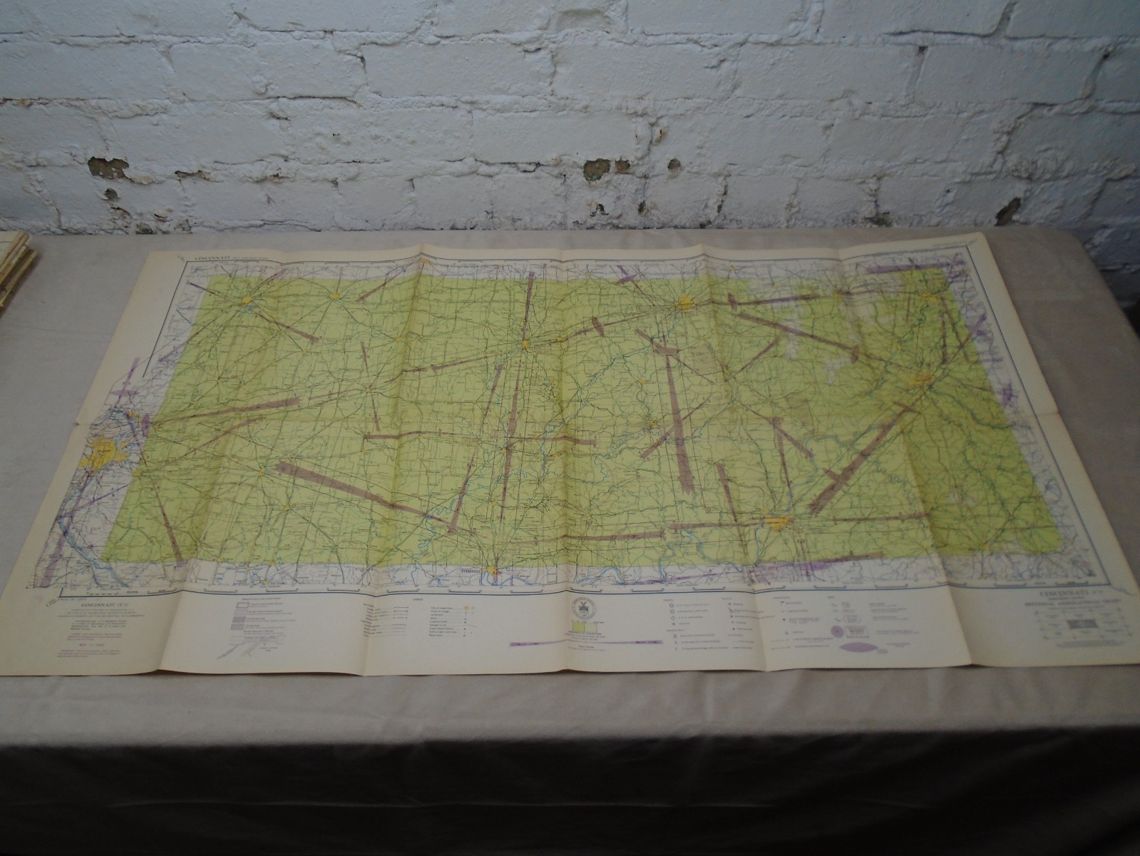 1945 Cincinnati Sectional Aeronautical Chart Map U.S Coast & Geodetic Survey