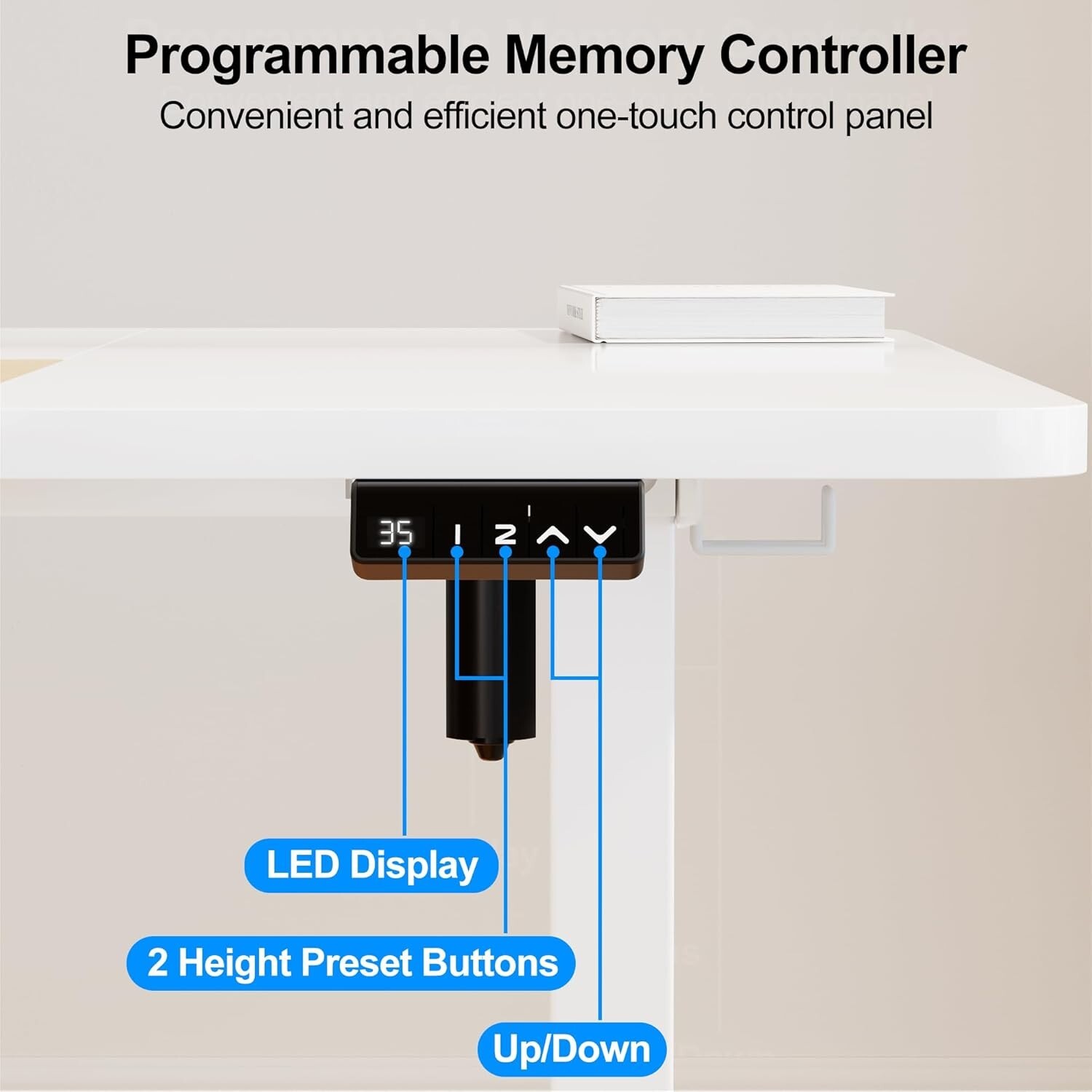 AMADA Electric Standing Desk Adjustable Height up to 46", 55 " wide Light Maple