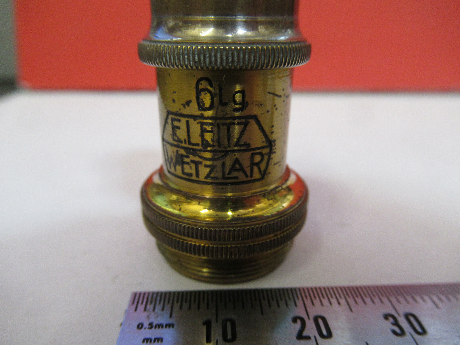 ANTIQUE BRASS LEITZ 6lg GERMANY OBJECTIVE MICROSCOPE PART AS PICTURED &87-FT-37