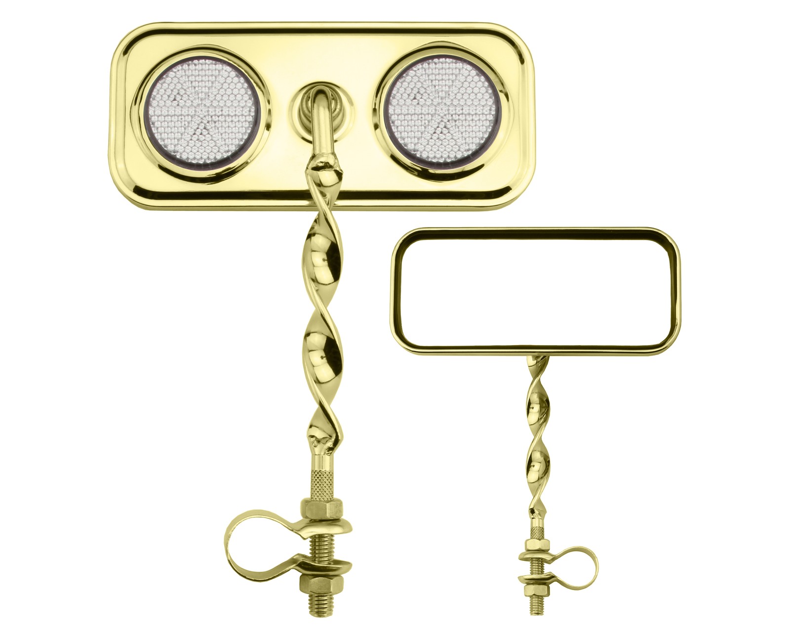 Bike Rectangle Flat Twisted Mirror Gold Clear Reflectors.