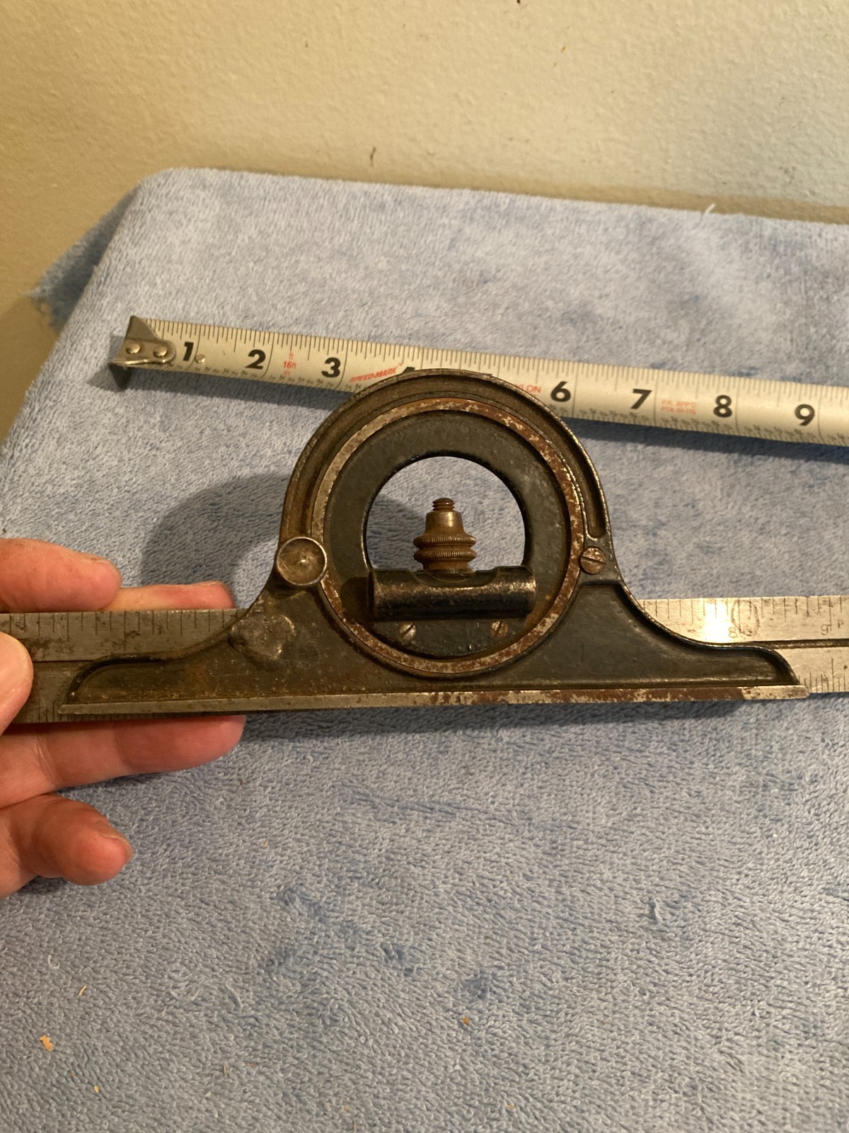VINTAGE LS STARRETT 492 PROTRACTOR & RULER BUBBLE LEVEL MACHINIST TOOLS READ