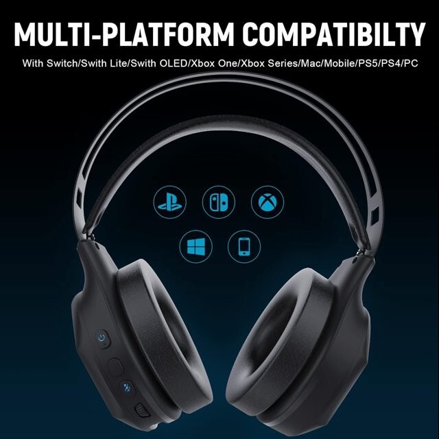 Over-Ear Wireless Gaming Headset, RGB Mic, Bluetooth 5.0, PS5 PC Xbox