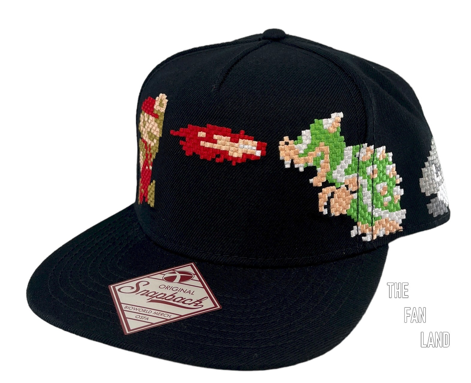 New Nintendo Super Mario Bowser 8-bit Embroidered Logo Gamer Snapback Cap Hat