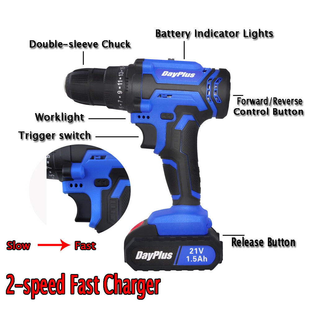Combi Electric Cordless Drill Driver 21V W/Accessories and 2 Batteries & charger