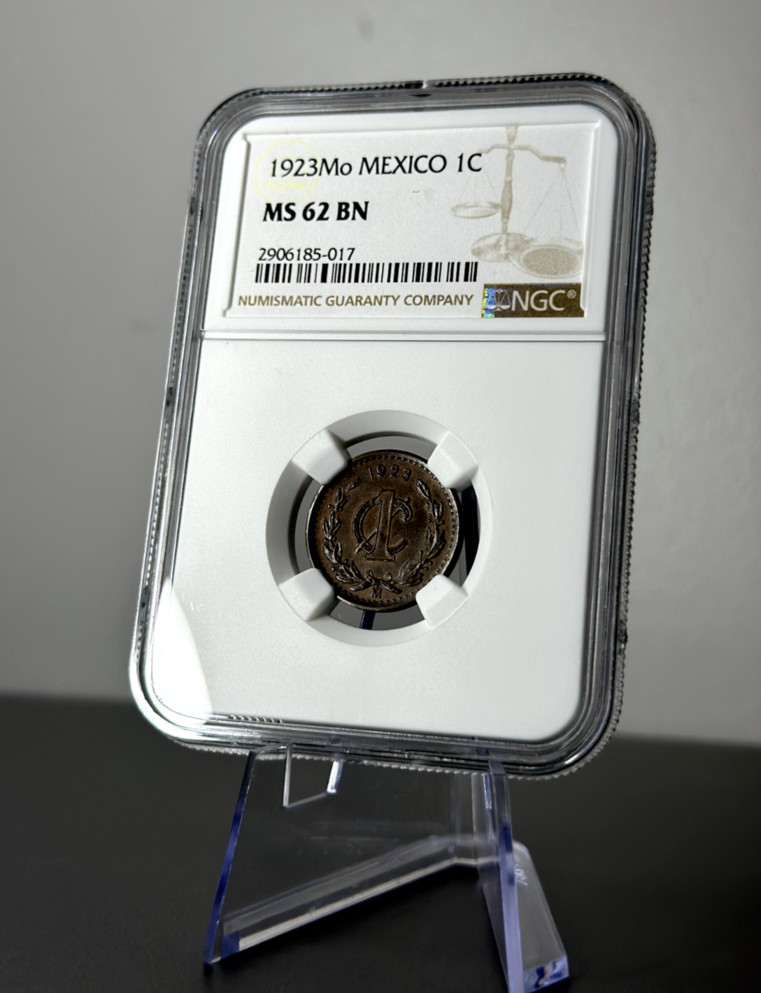 1923 Mo Mexico 1 Centavo Coin - NGC Certified MS62 BN