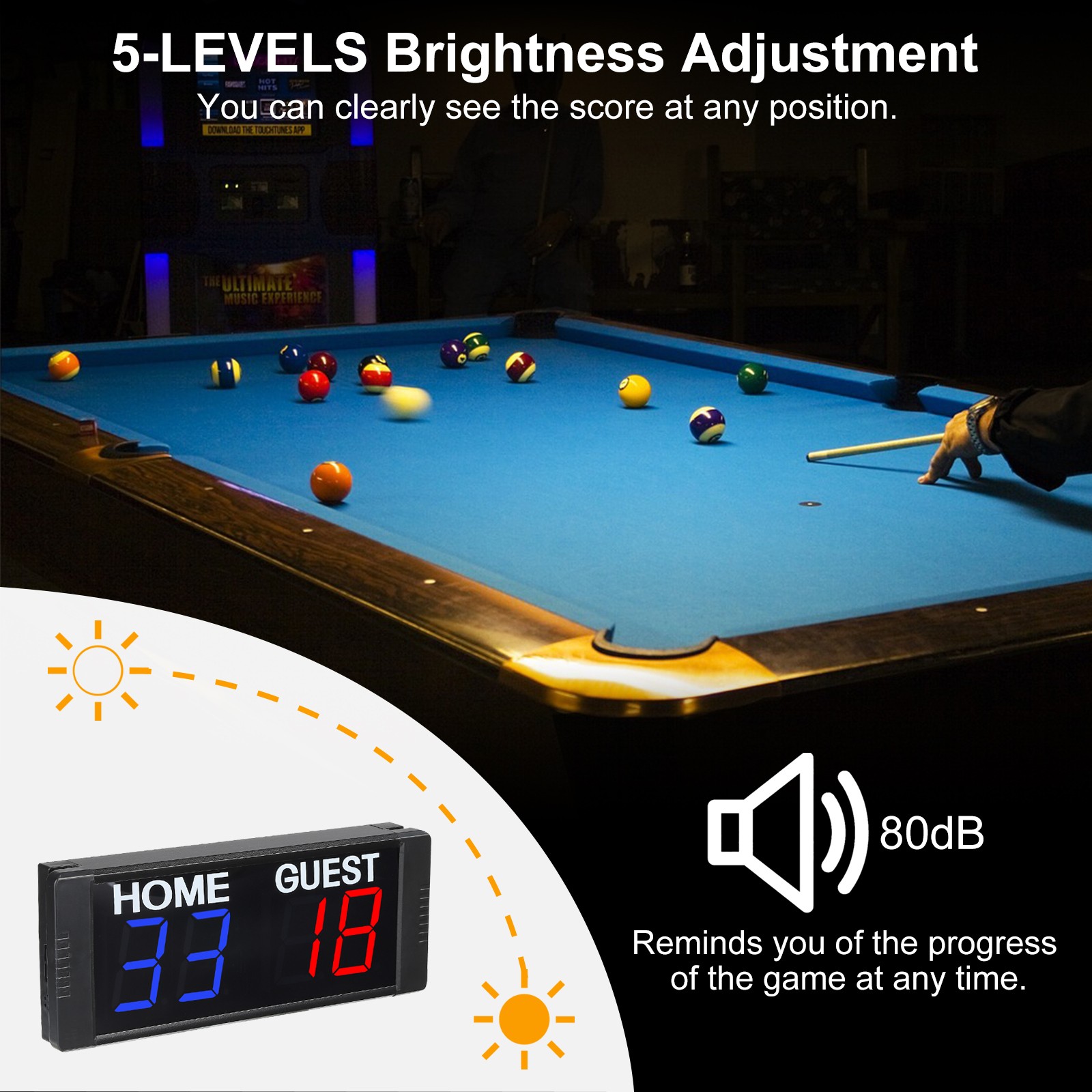 Scoreboard Score Keeper 1.5" Portable Tabletop Electronic with Remote Digital
