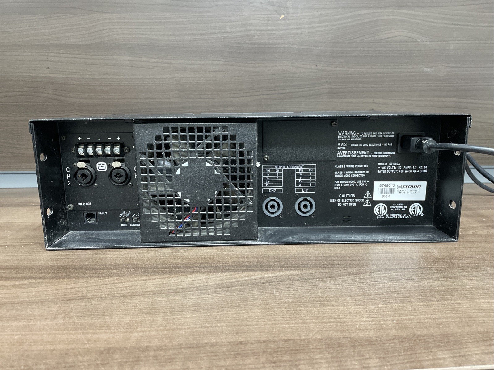 Crown CE1000 2 Channel Professional Power Audio Amplifier