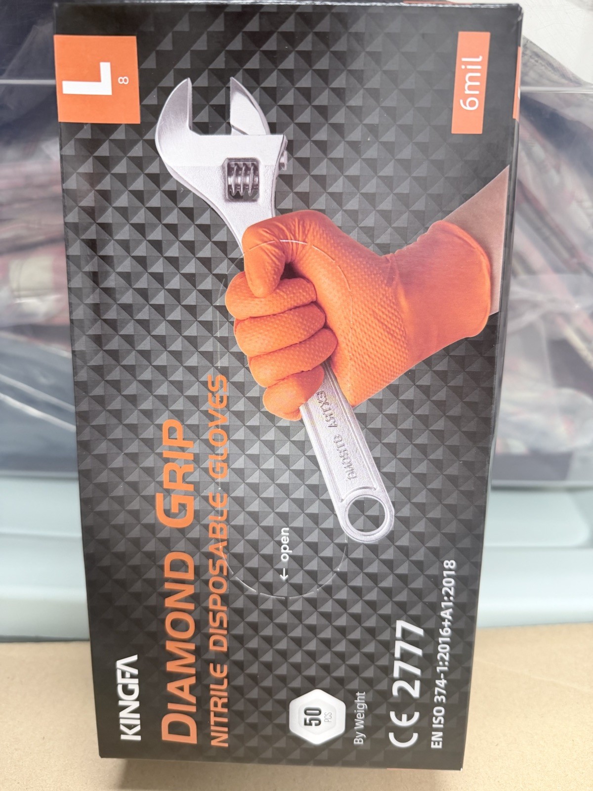6 Mil  Heavy Duty Industrial Nitrile Gloves Diamond Texture Tear-Resistant L