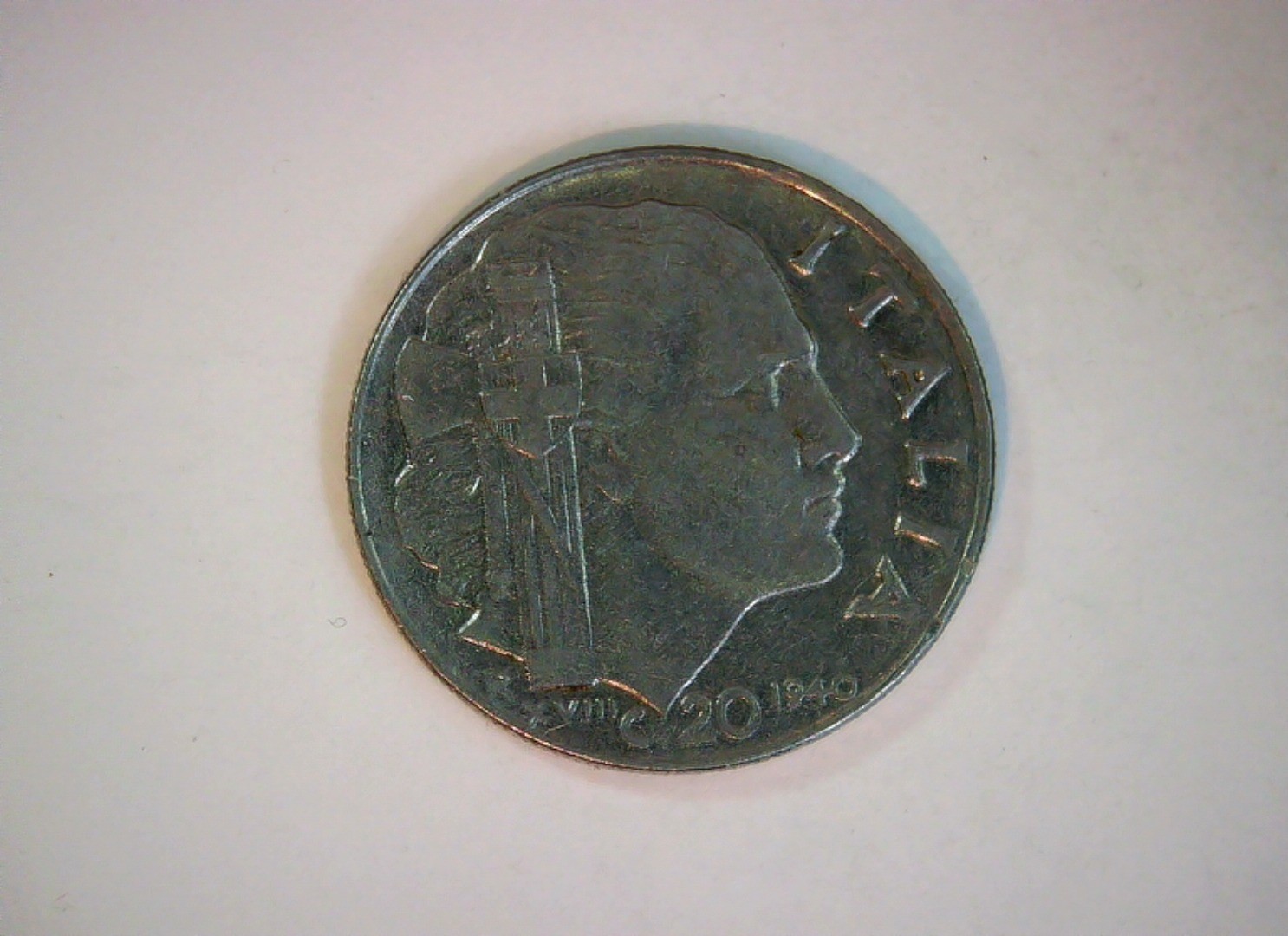 Italy 1940 20 Lire Italian Republic 20 Lire (Oak tree / Head) Coin