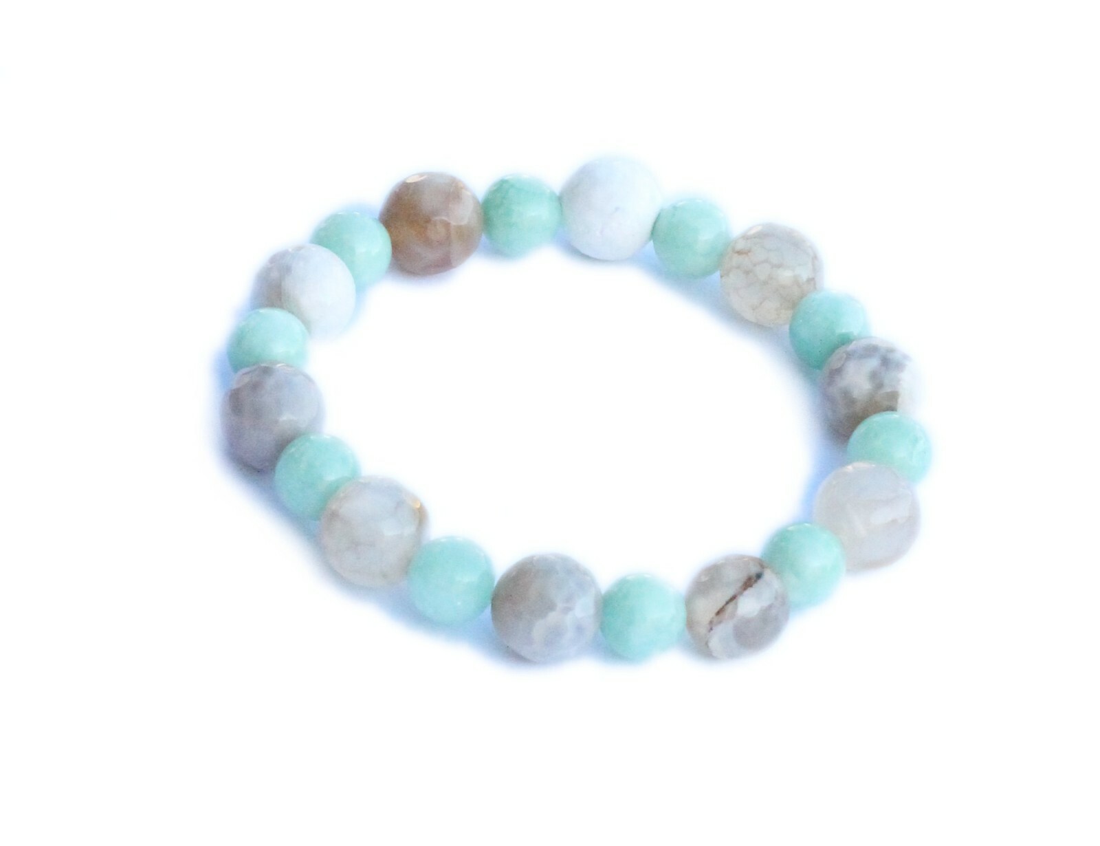 Soothing Gray Agate & Amazonite Empath Protection Gemstone Bracelet