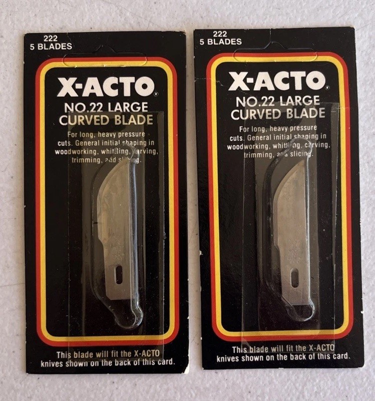 X-ACTO #22 Large Curved Carving Blades 2 Packs of 5 ( x222) New Old Stock Lot