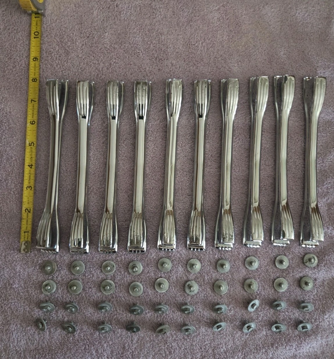 SET of (10) LUDWIG 8" LONG CHROME MACH LUGS for SNARE DRUM, TOM DRUM! COMPLETE