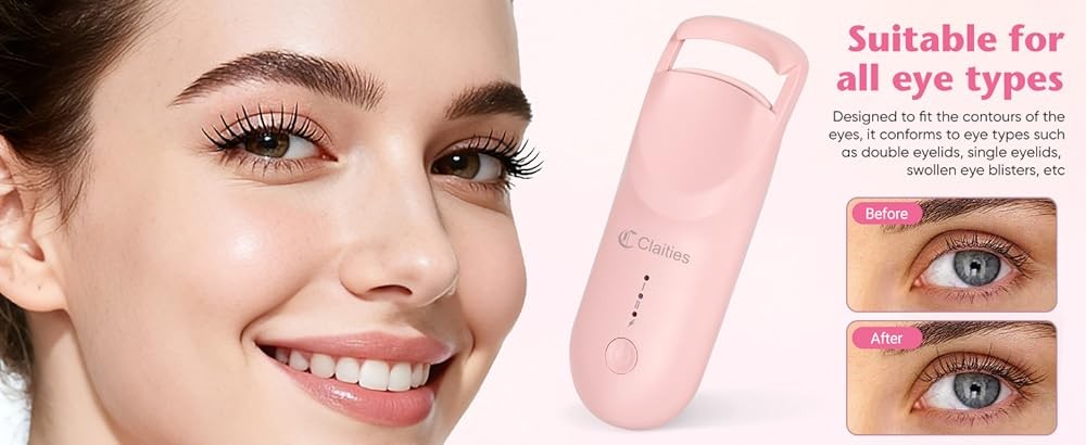 Heated Eyelash Curler - 10s Heat, 3s Curl, Mini Burn-Proof Design with