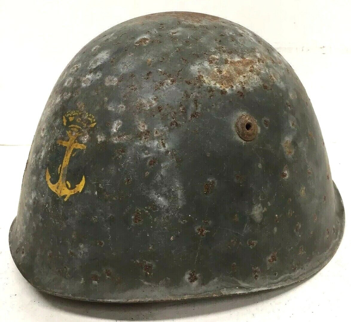RARE ITALIAN M33 HELMET ROYAL NAVY INSIGNIA WW2 MODEL P1 TORINO STAMP 1940 SZ 59