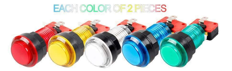 10X New 12V LED lit Arcade Push Buttons MAME Multicade For arcade Jamma game