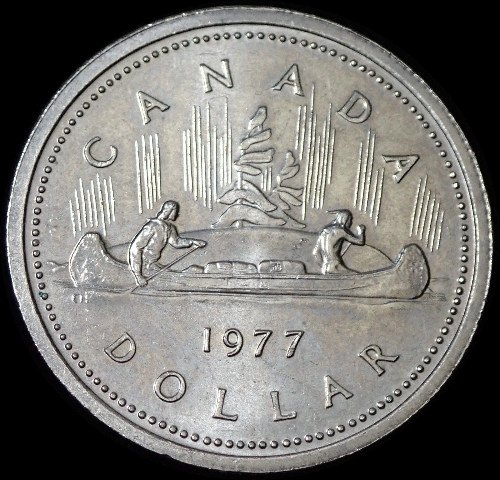 Canada One Dollar 1977 Elizabeth II Voyageur Full Waterline Coin WCA B344