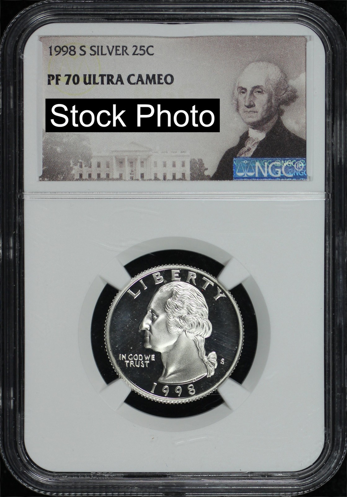 1998-S Silver Washington Quarter NGC PF-70 Ultra Cameo Portrait Label