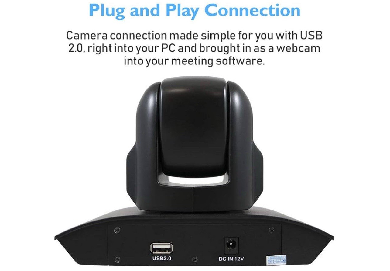 HuddleCamHD PTZ USB 2.0 1080p Conference Webcam w/ Built-In Microphone Black