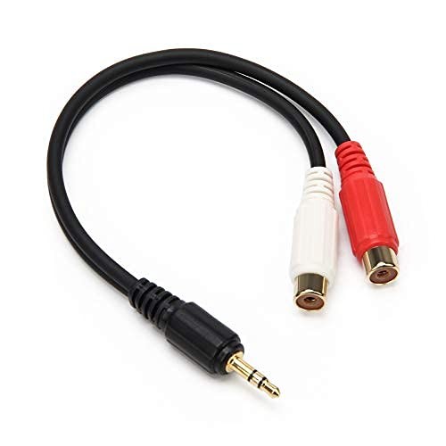 AHIER 3.5mm Gold 1/8 Stereo Mini Jack Male to 2 Female RCA Red/White/Black
