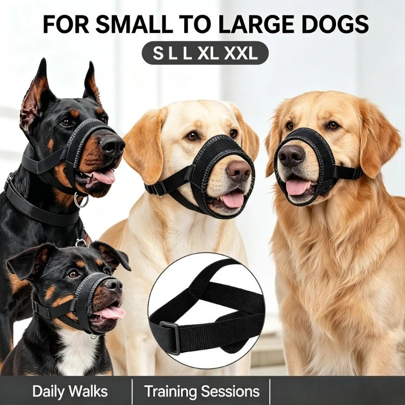 Dog Mouth Muzzle Anti Bark Dog Collar Breathable Dog Training Tool Nylon