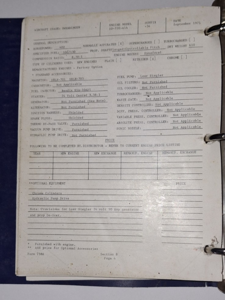 Engine Model Description and Aircraft Application Manual 1971 AVCO Lycoming Div.