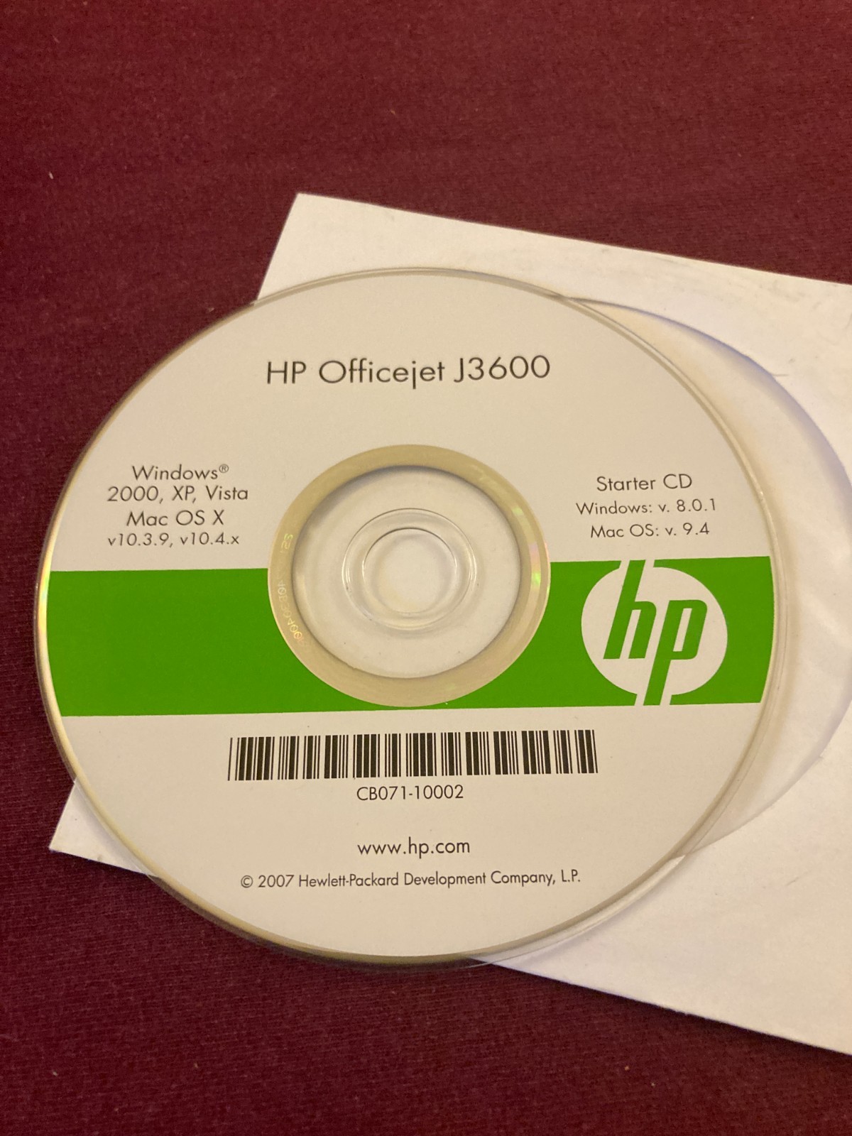 HP OfficeJet J3600 PRINTER DRIVERS CD Windows 2000, XP, Vista, Mac OS X