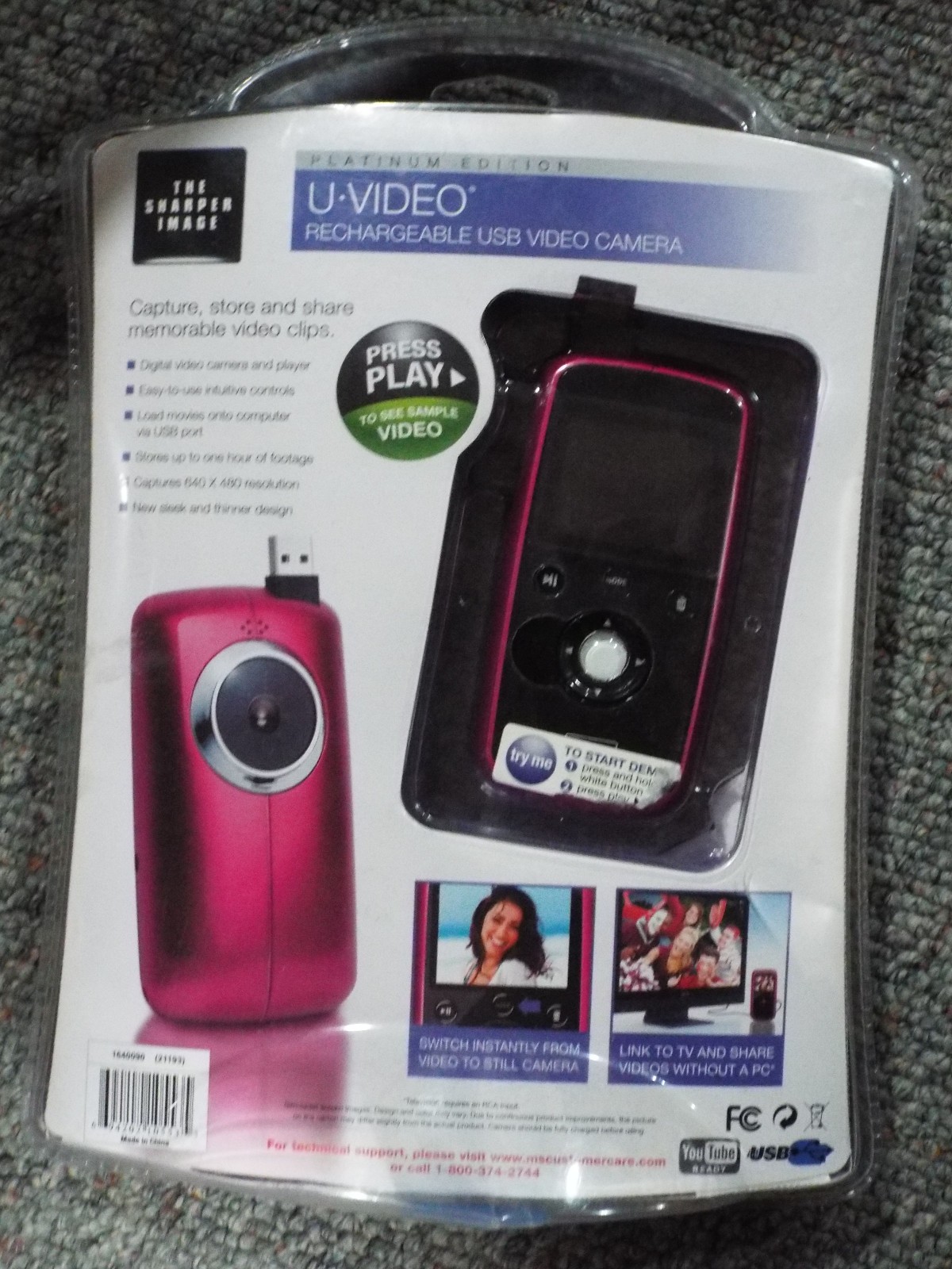 The Sharper Image U-Video Camera Rechageable USB The Sharper Image U-Video 1 Gb
