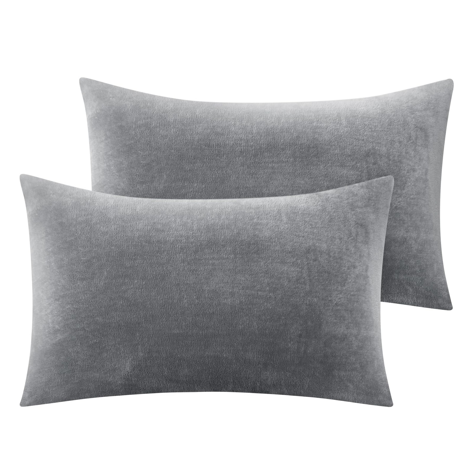 BEDELITE Flannel Pillowcases Standard Set of 2, 26" x 20" (Pack 2), Gray