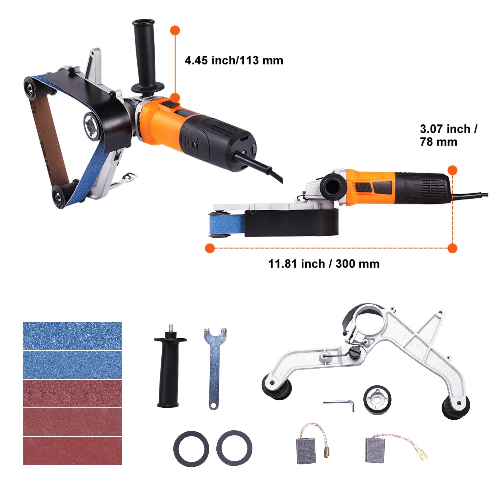 Pipe Tube Polisher Sander 1000W 6 Variable Speeds with 100PCS Sanding Belt