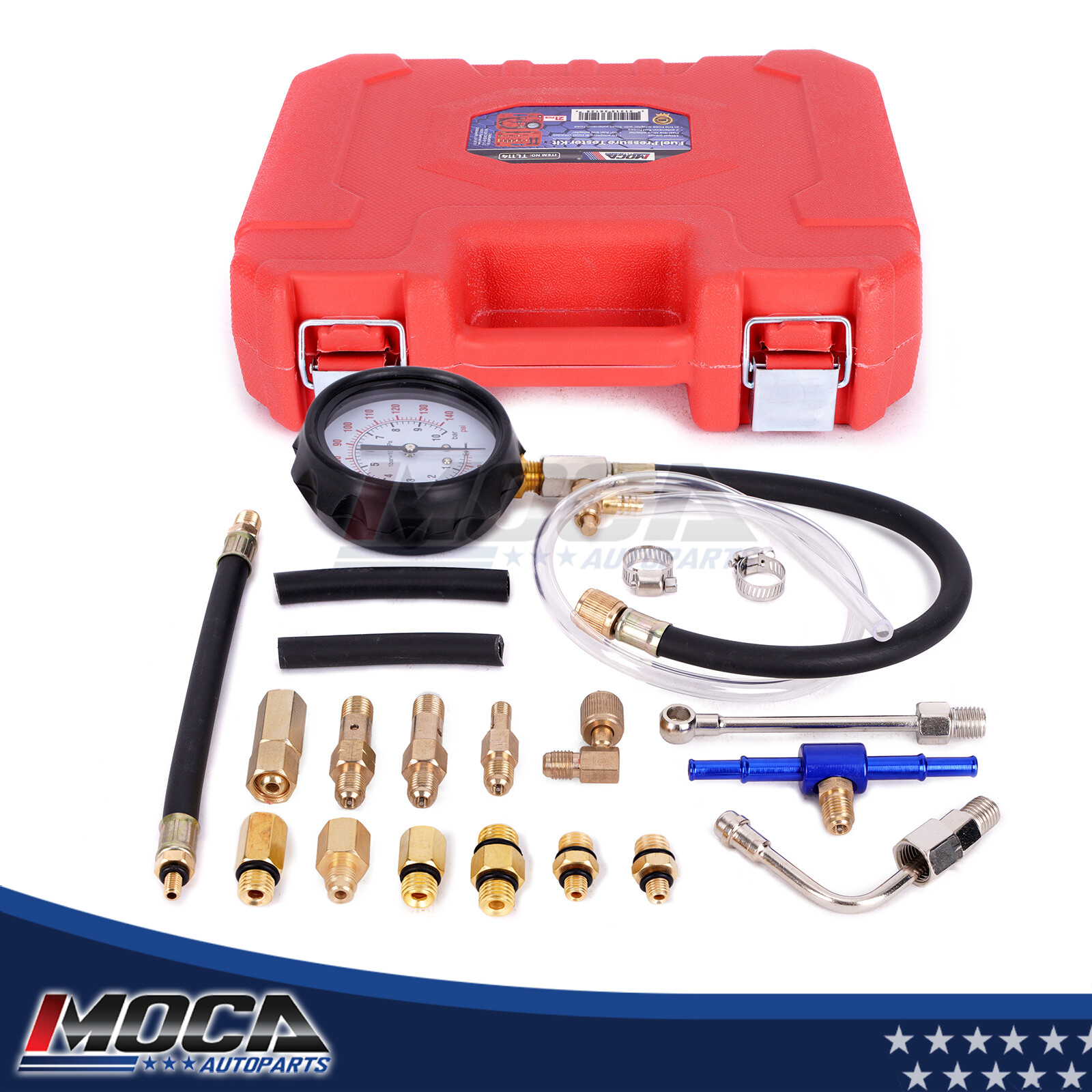 Fuel Injection Pressure Kit Fuel Pressure Gasoline Gauge Gas 0-140PS 13 Adapters